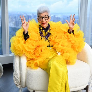 new york, new york   september 09 iris apfel sits for a portrait during her 100th birthday party at central park tower with hm on september 09, 2021 in new york city photo by noam galaigetty images for central park tower